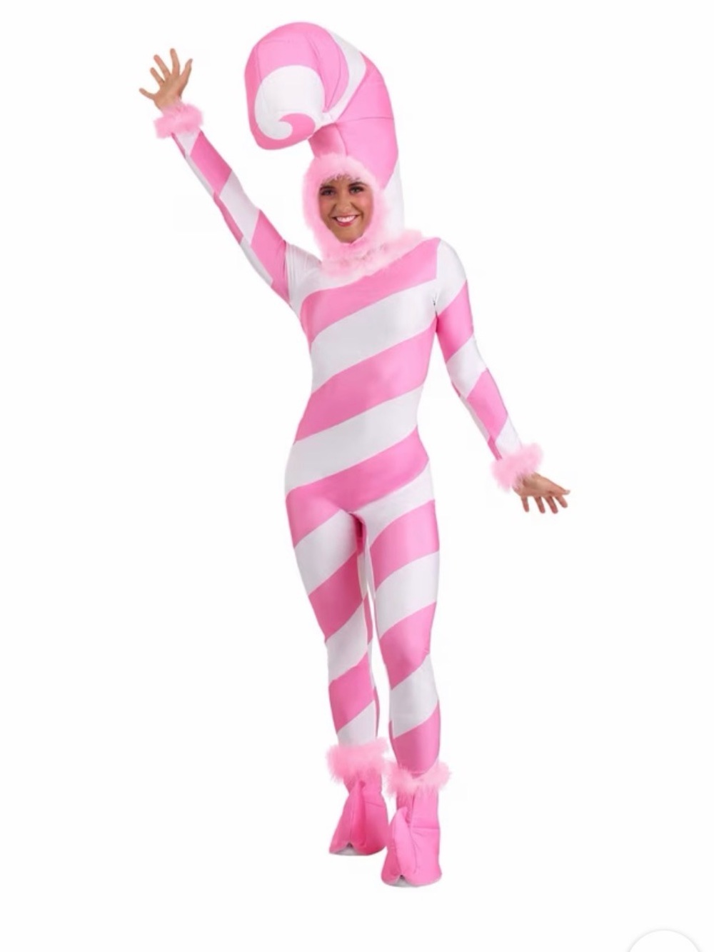 Pink & White Spiral Candy women’s Costume - Fun One-Piece Suit
